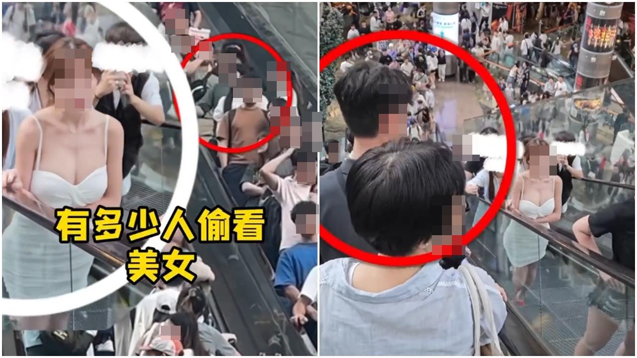 網上熱話｜朗豪坊扶手梯低胸裙女拍片統計「𥄫女」人數 網民反斥：好奇望一望