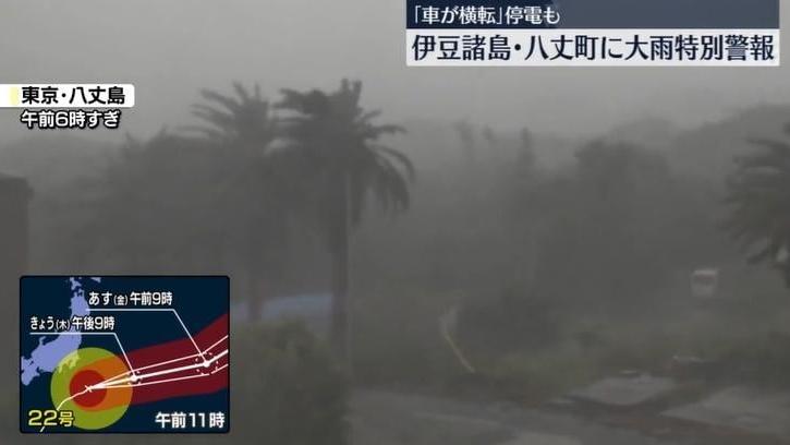 颱風哈隆在東京八丈島造成嚴重災情。（NNN）