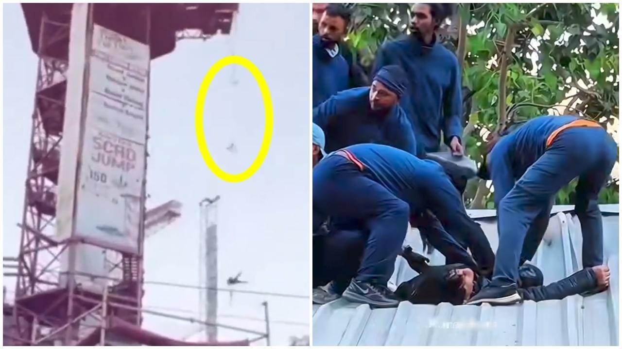 男子笨豬跳中途斷繩索，55米直墮鐵皮屋頂。(X)