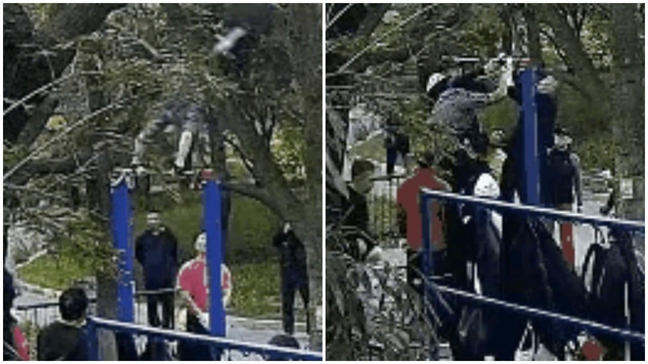 北京大叔表演連做14個單槓大回環，突發心肌梗塞猝死。(微博)