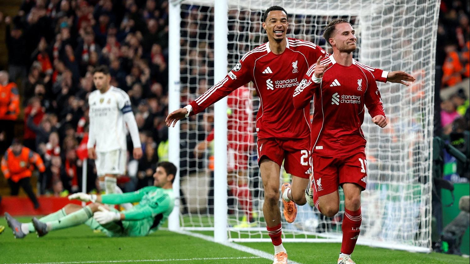 麥亞里士打一箭定江山，為利物浦1:0擊敗皇家馬德里。(路透社)