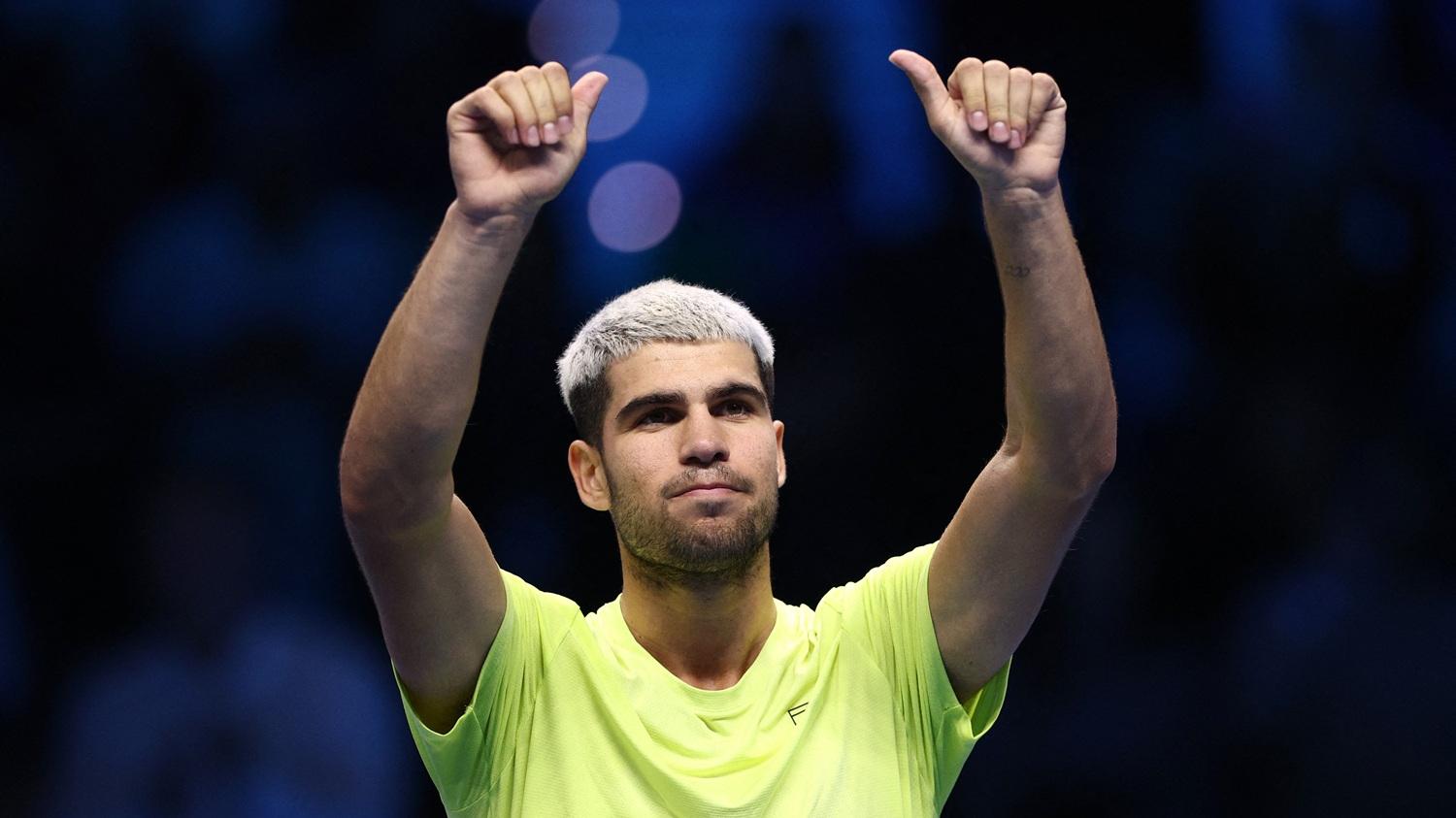 艾卡拉斯年終賽3戰全勝，鎖定今年以世界排名第一終結。(路透社)