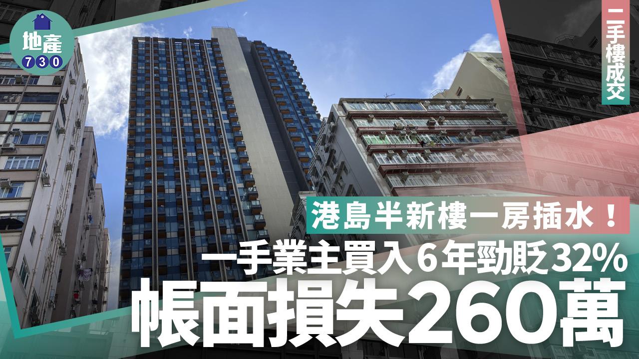 港島私樓一房插水！一手業主買入6年勁貶32% 帳面損失260萬｜二手樓成交