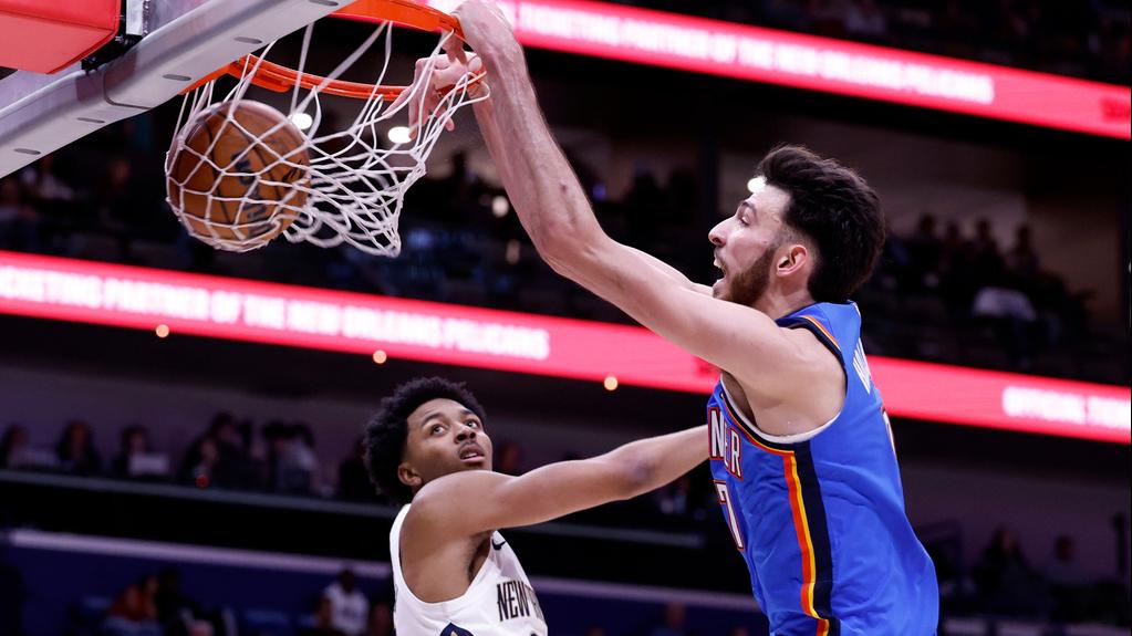 荷姆根攻入26分，帶領雷霆輕取鵜鶘126:109。(美聯社)