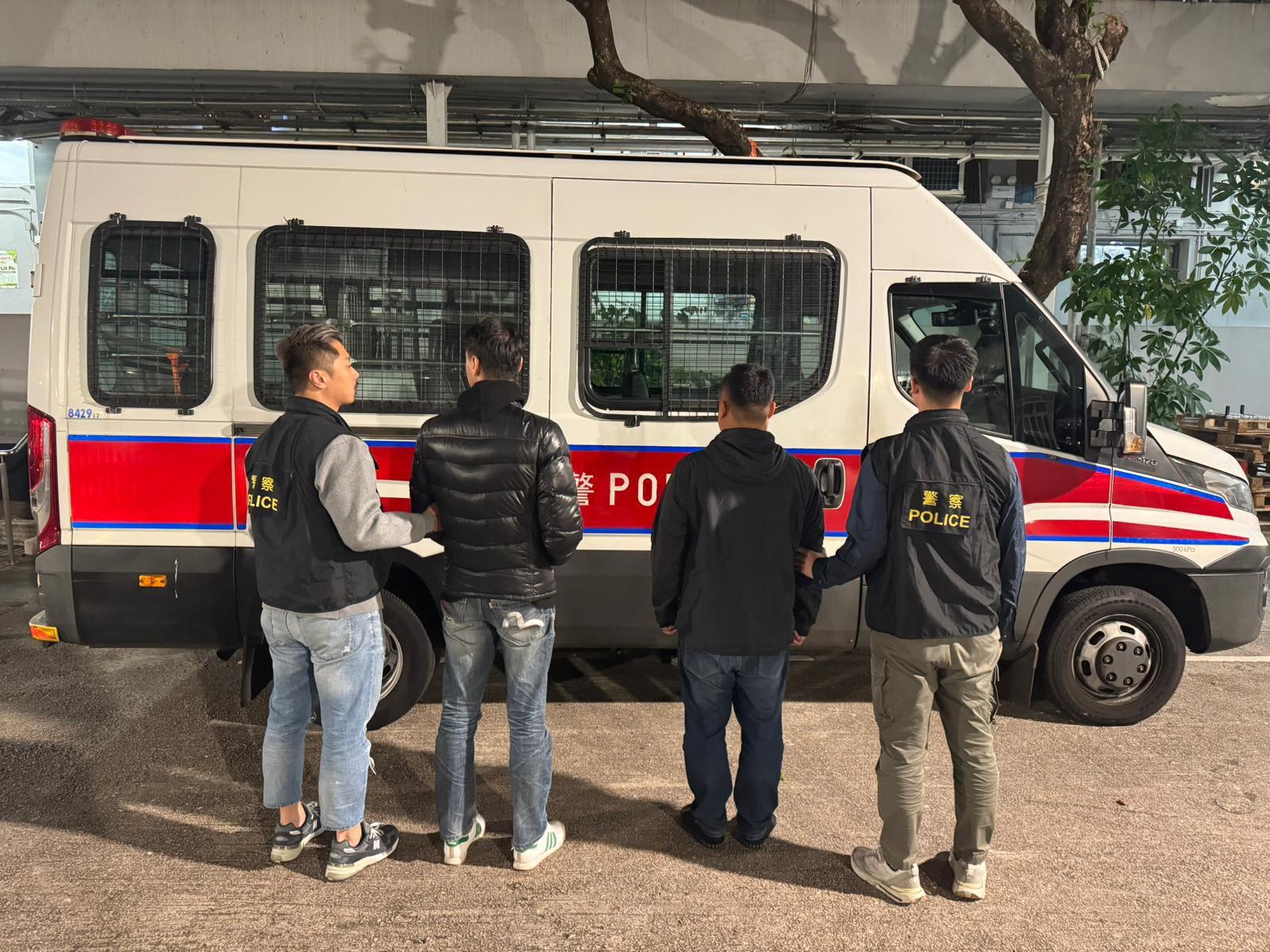 警旺角截兩可疑男，揭身藏176萬元海洛英被捕。(警方圖片)