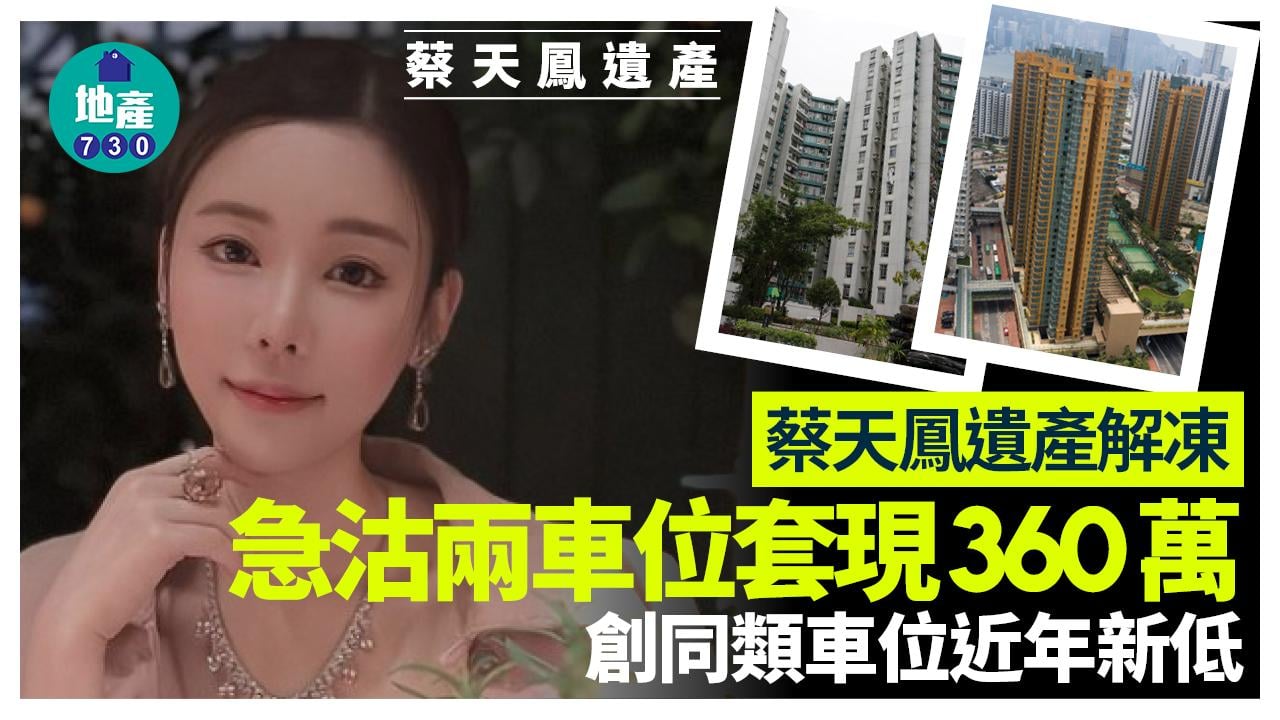 蔡天鳳遺產解凍 急沽兩車位套現360萬 創同類車位近年新低