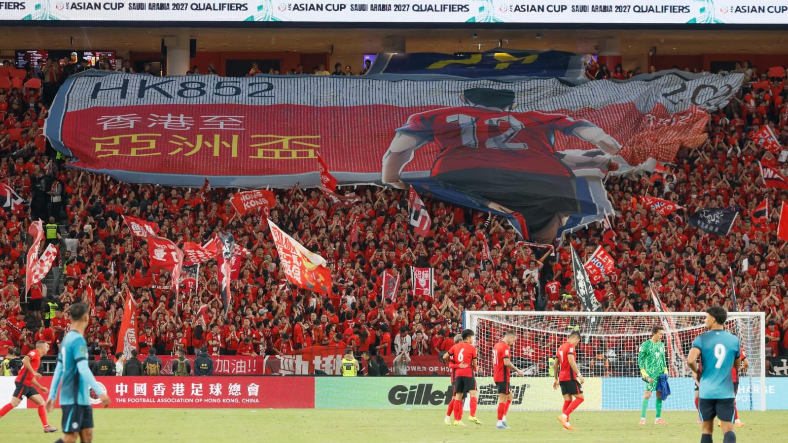 香港隊迎戰新加坡。(蘇文傑攝)