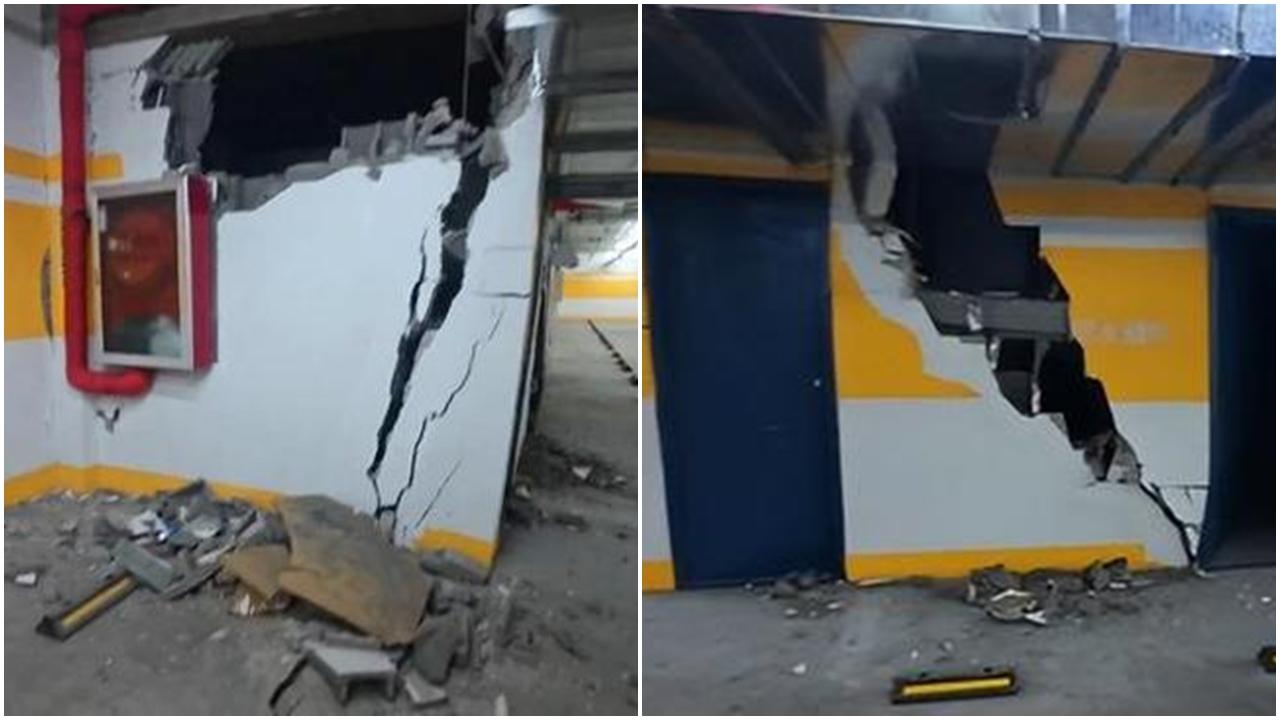 河北張家口停車場驚現巨大裂縫  憂慮存在結構風險