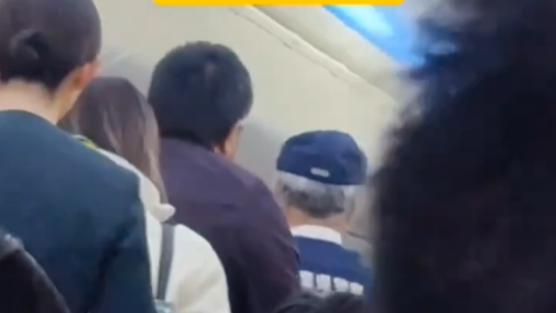 一名中國男子因為在飛機上引起爭執，結果折返後被趕落機。(影片截圖)