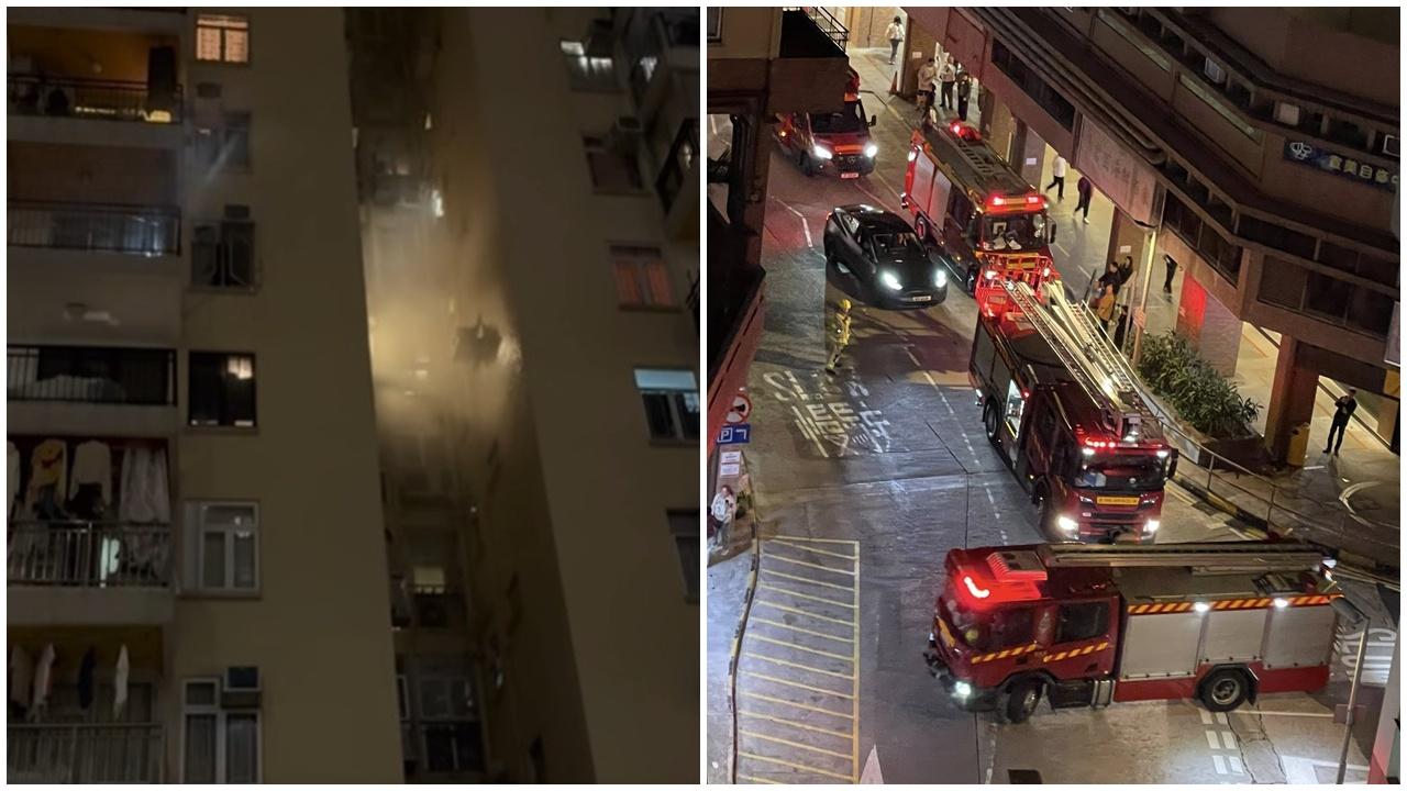 美孚新邨單位疑電器短路起火，數十居民疏散無人受傷。(FB/Mei Foo 美孚)