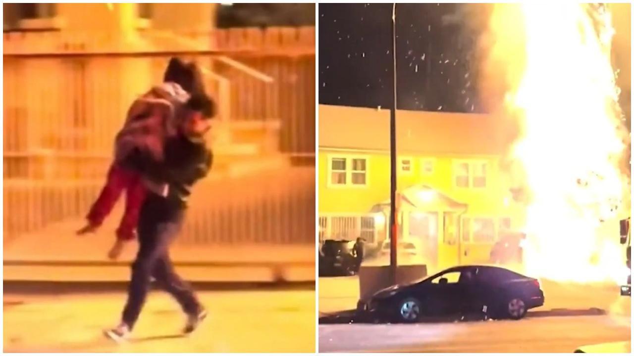 休班救護員徒手闖火海，抱出7歲女童畫面曝光。(X)