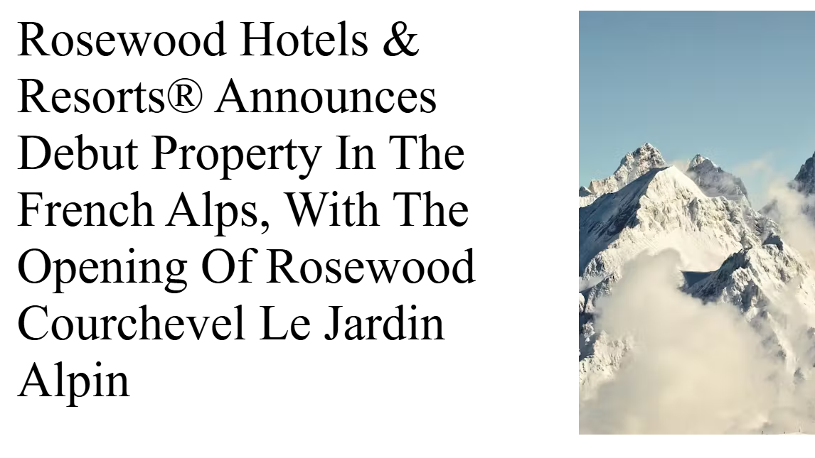 瑰麗酒店集團首度進軍滑雪度假市場