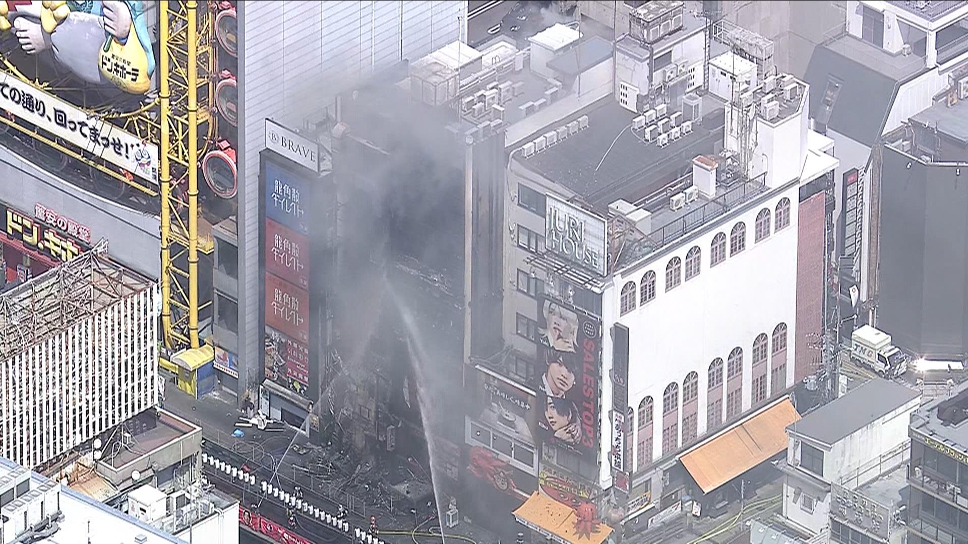 日本大阪道頓堀大廈火警。(朝日新聞)
