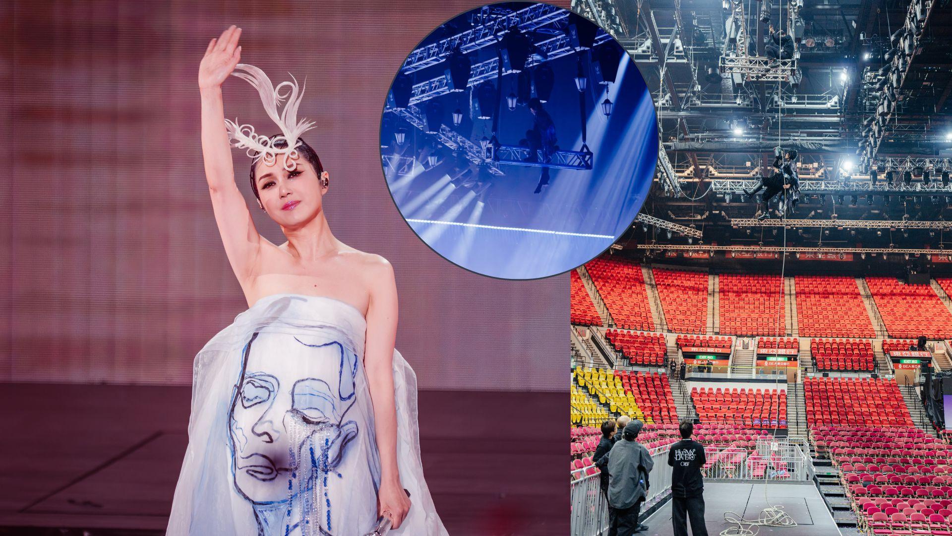 楊千嬅演唱會｜第三場有驚無險 特技人懸掛半空待觀眾離場成功返回地面