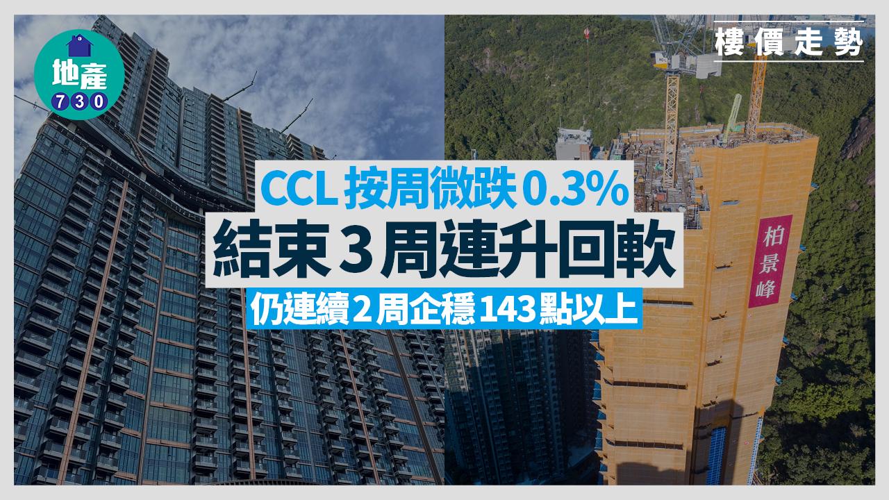 CCL按周微跌0.3% 結束3周連升回軟 仍連續2周企穩143點以上｜樓價走勢