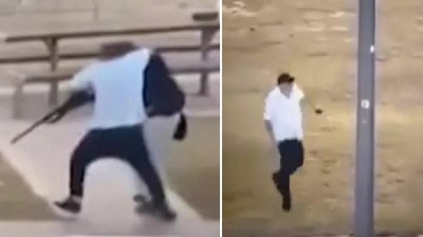 案發當日，艾哈邁德冒險撲向槍手奪槍(左)，莫里森向槍手擲磚(右)。(互聯網)