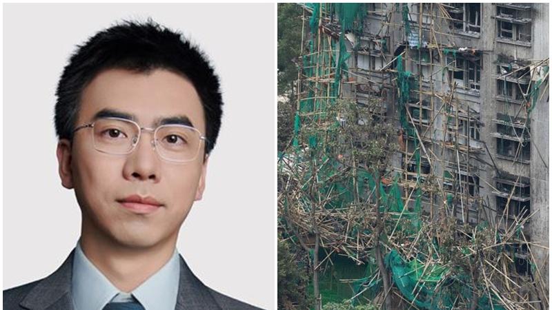 向外媒稱竹棚助火勢蔓延，理大副教授黃鑫炎致歉。(香港理工大學)