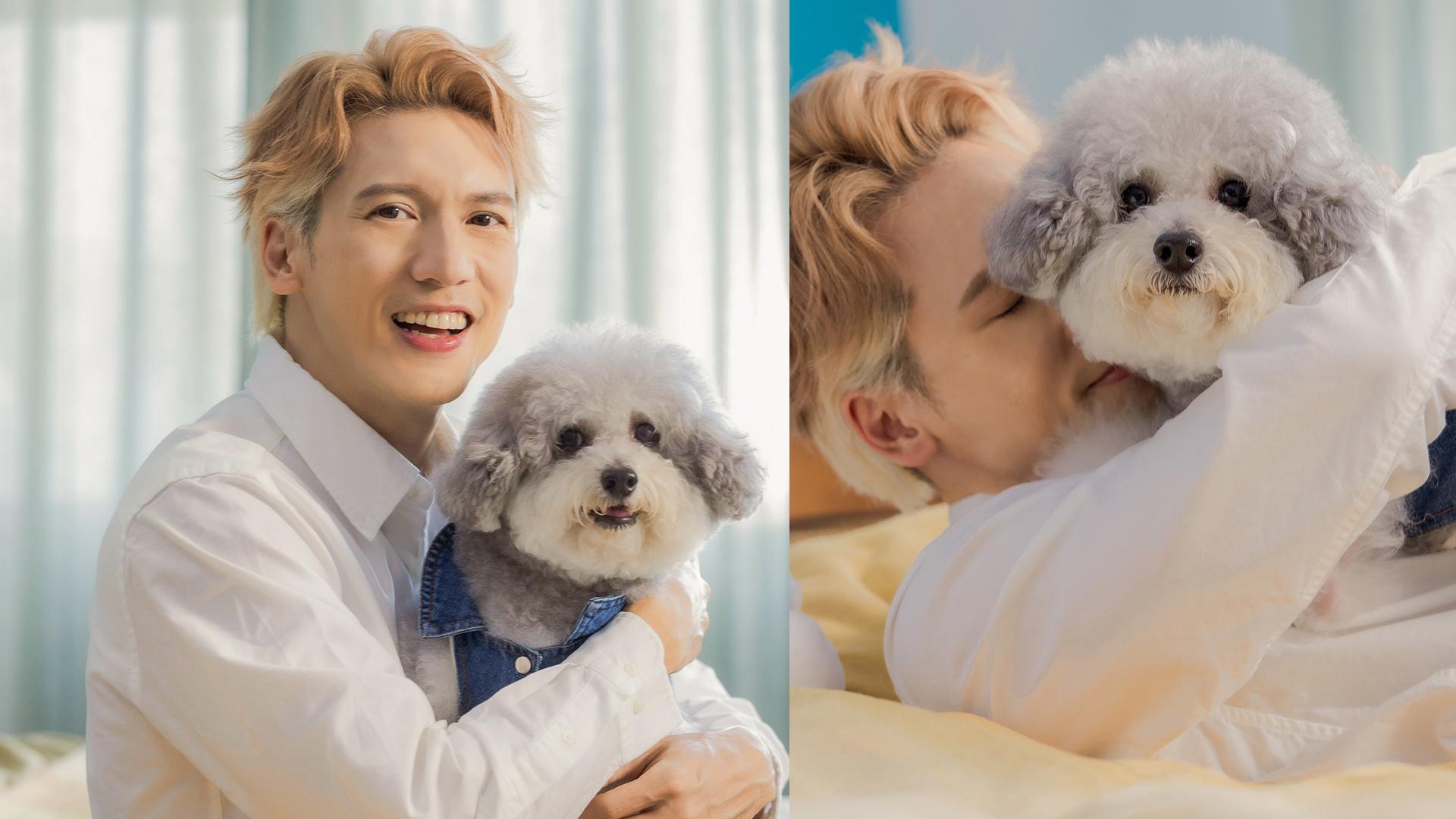 關智斌同狗狗拍MV做「人肉腳墊」孭住狗仔同攝影師做掌上壓