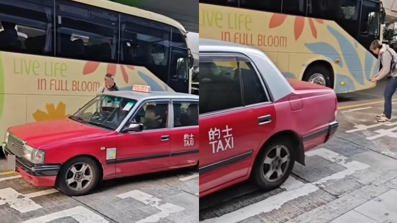 一名金毛男子連環拳毆的士司機。（fb「車cam L（香港群組）」圖片）