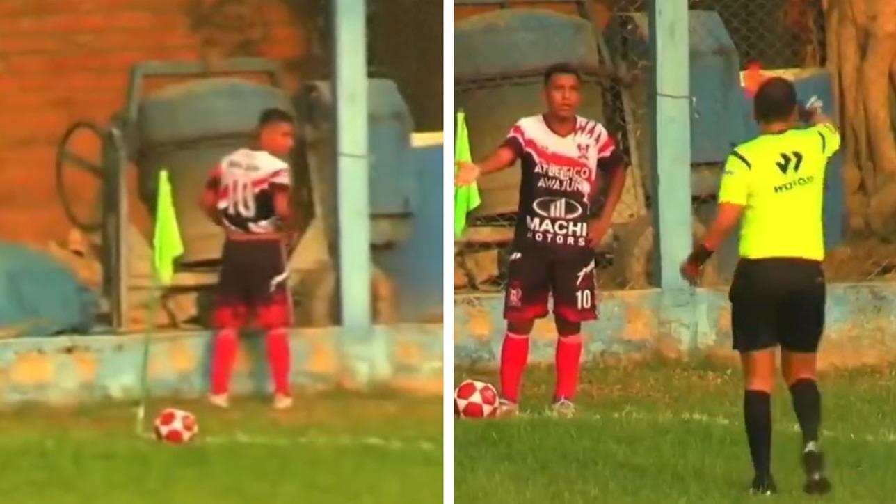 足球趣聞｜人有三急？秘魯盃有球員開角球前場邊屙尿　球證紅牌罰離場