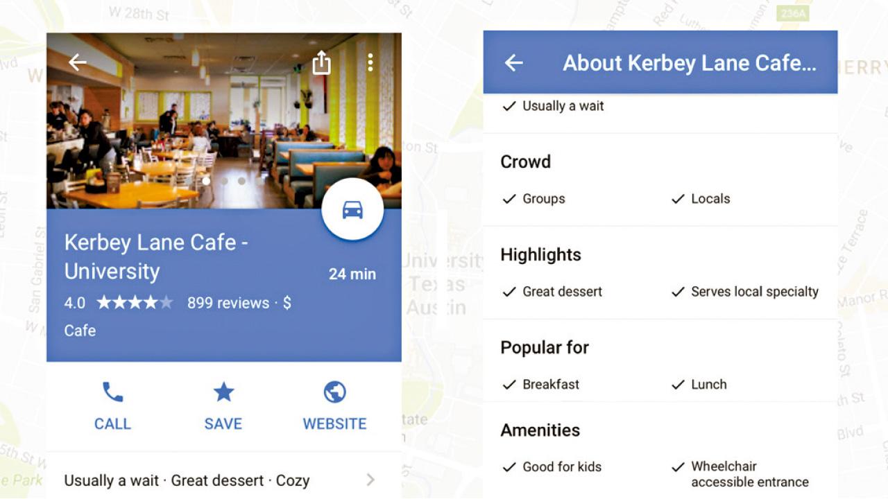 美國Google Maps顯示輪椅支援地區