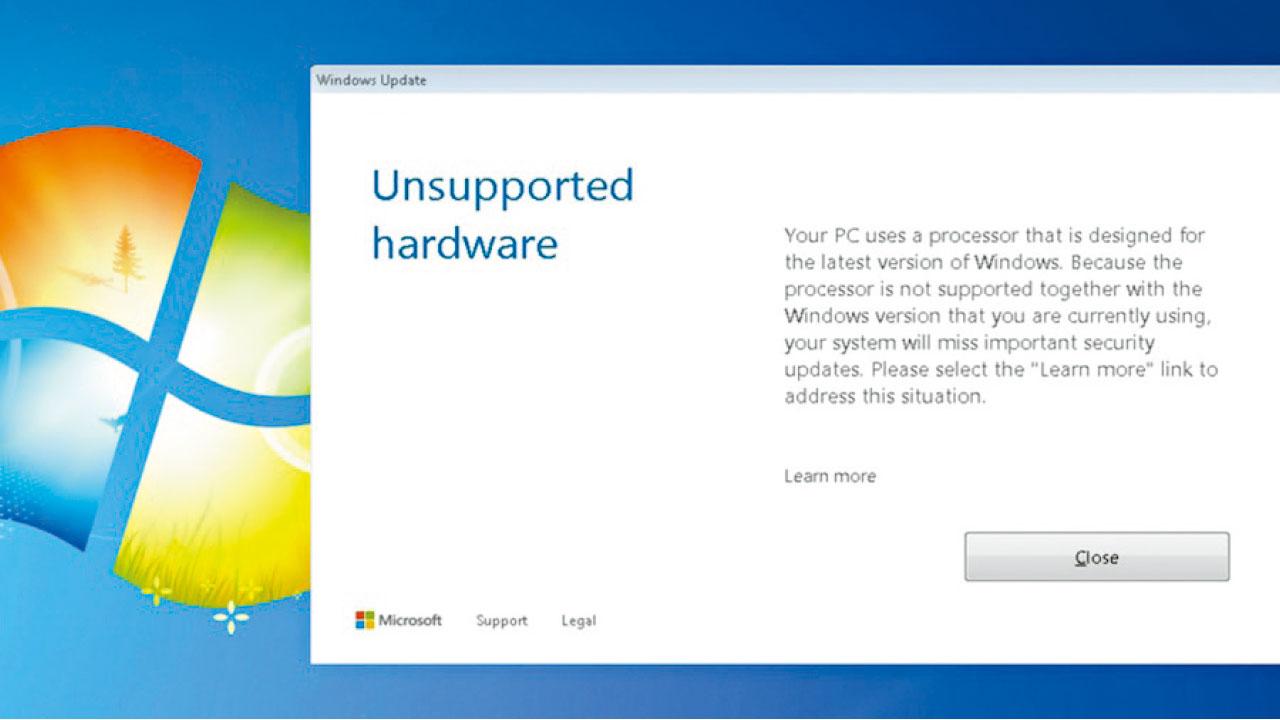 新處理器無法更新舊Windows