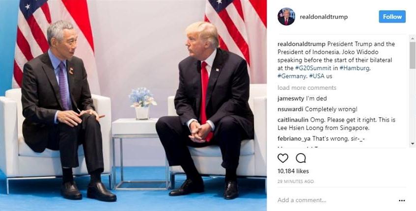 特朗普誤認李顯龍為印尼總統 外媒嘲「以為亞洲人長一模一樣」