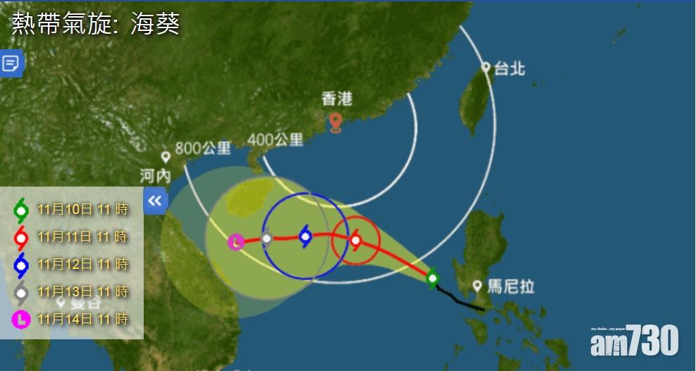 【11月打風？】「海葵」明闖入本港800公里