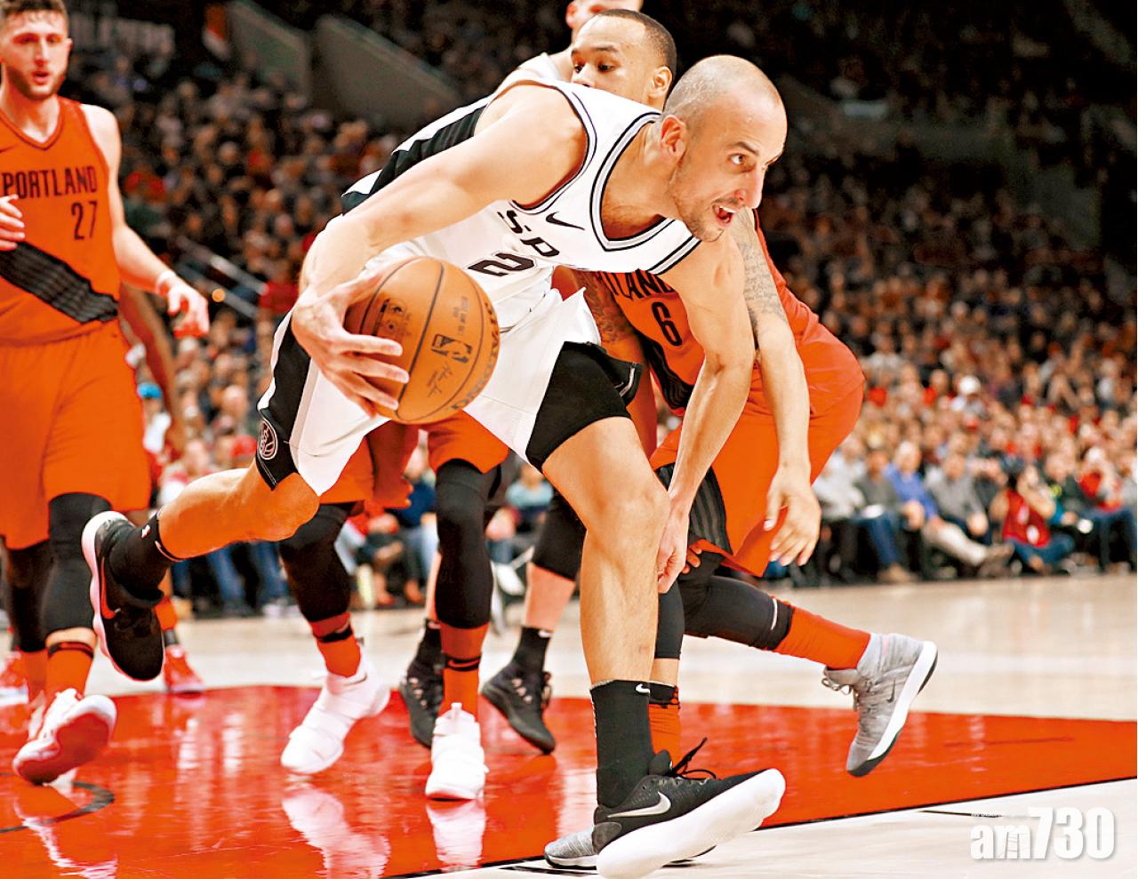 贊路比利創歷史 馬刺訪拓荒者1分飲恨