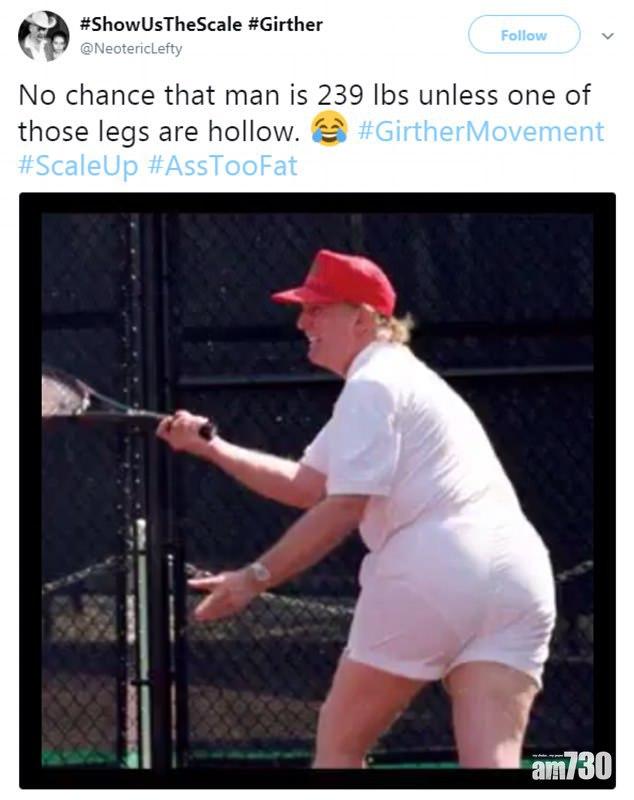 特朗普「僅」239磅網民不信 若公開上磅願捐78萬