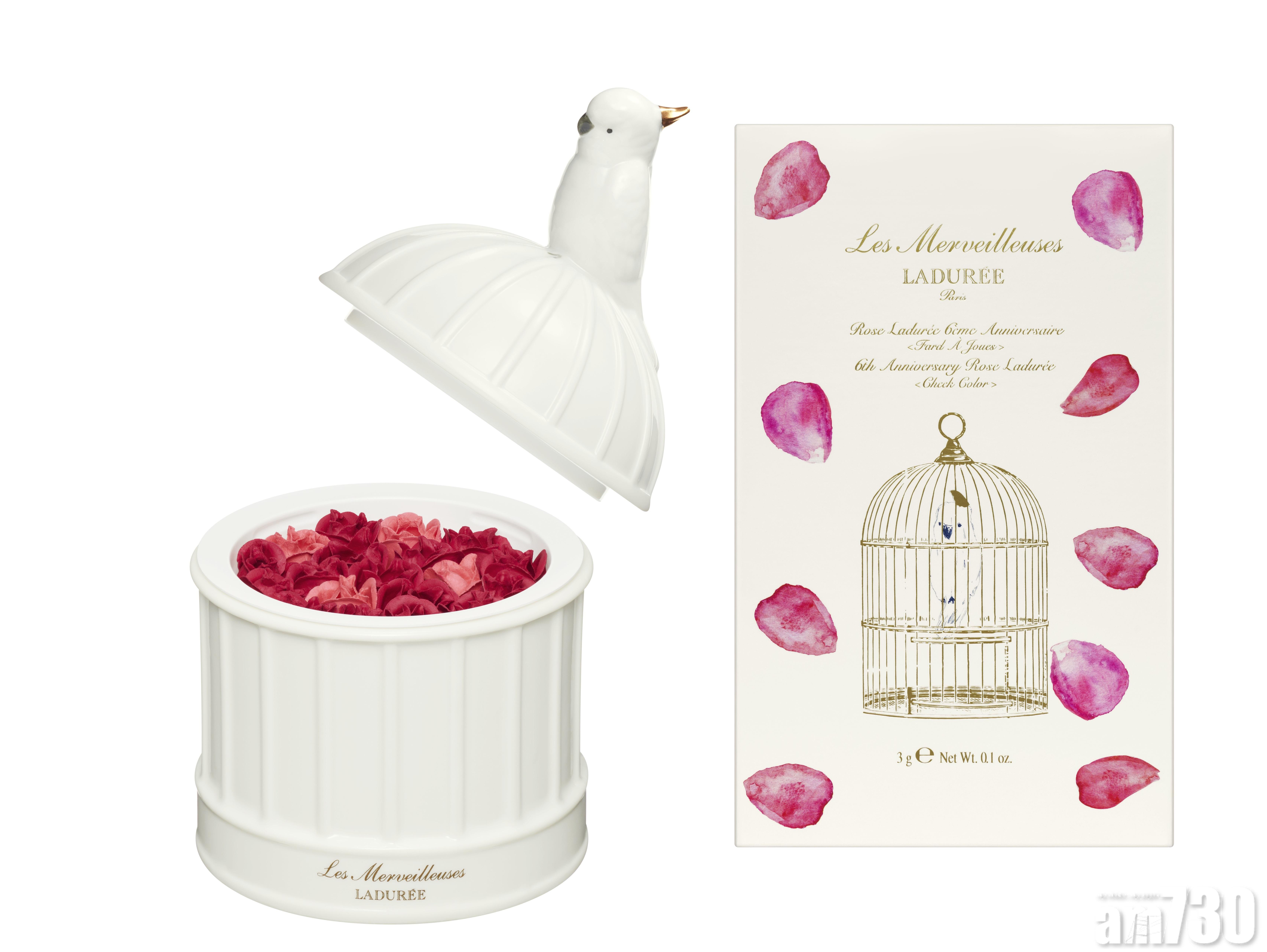 白鸚鵡瓷器盛載　LADURÉE限定玫瑰胭脂