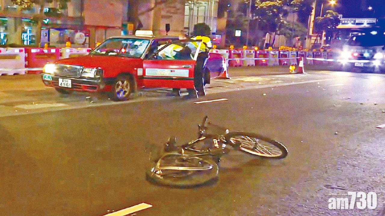 尖沙咀廣東道車禍 的士撞斃外賣單車手