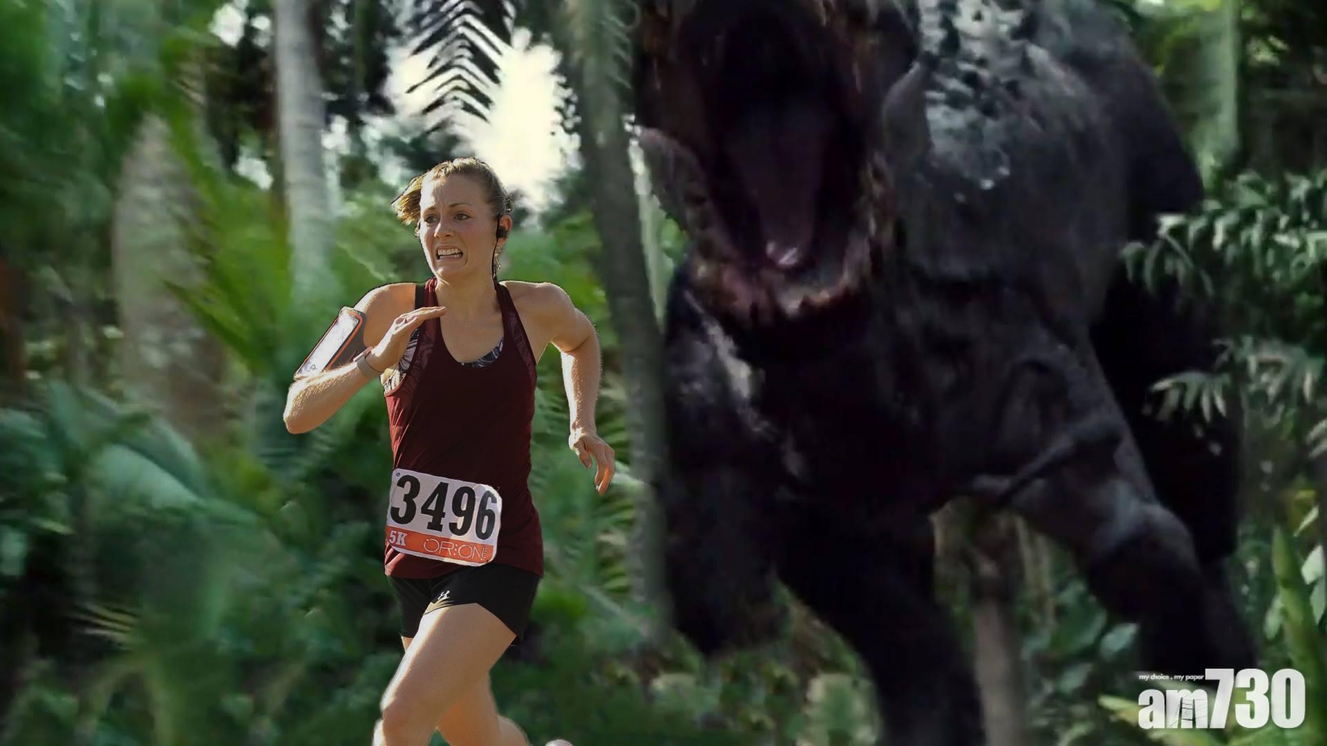 俾老公P圖變「侏羅紀」 美國人妻賽跑照網上爆紅