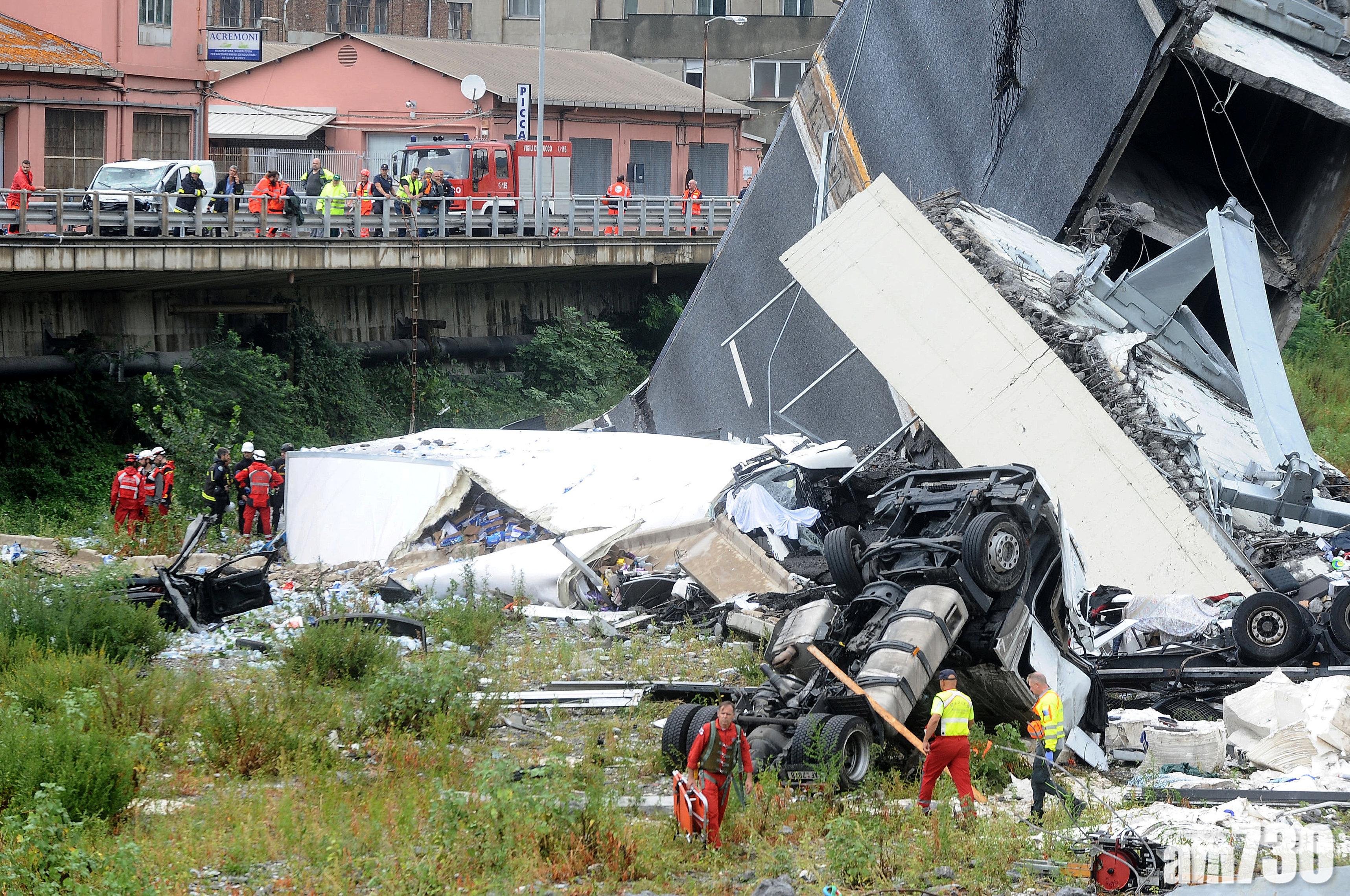 意國熱那亞行車大橋坍塌30死