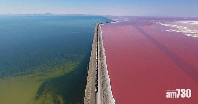 一湖兩色鹽作怪