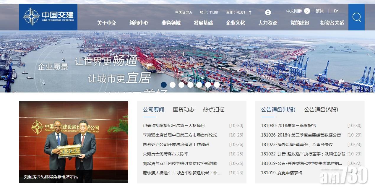 中交建新簽合同跌4%