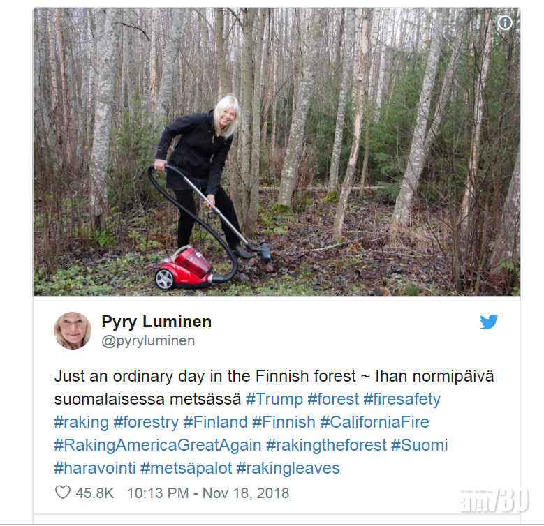 【吹水】獲特朗普讚耙林地防山火　芬蘭：無這回事