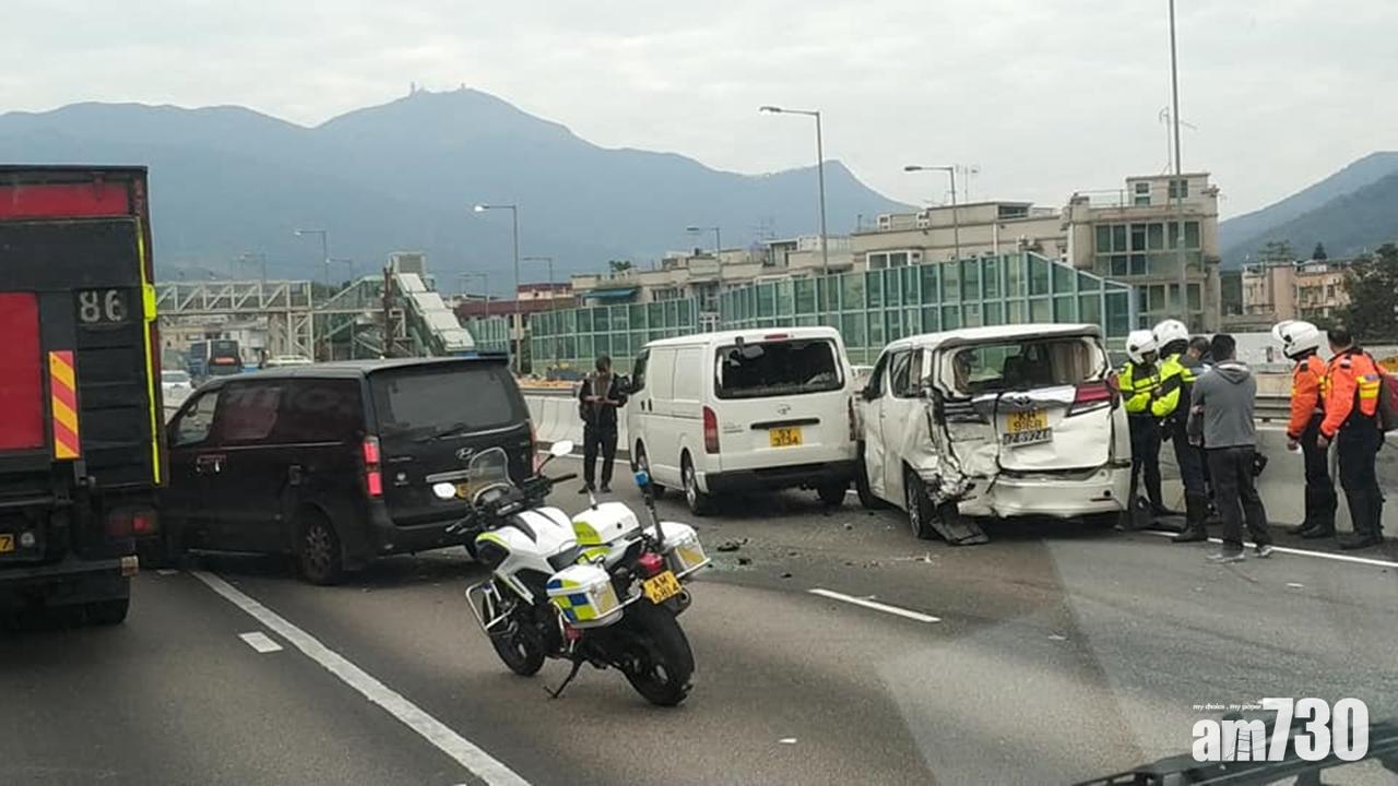 粉嶺公路3車相撞 車龍一度塞至上水