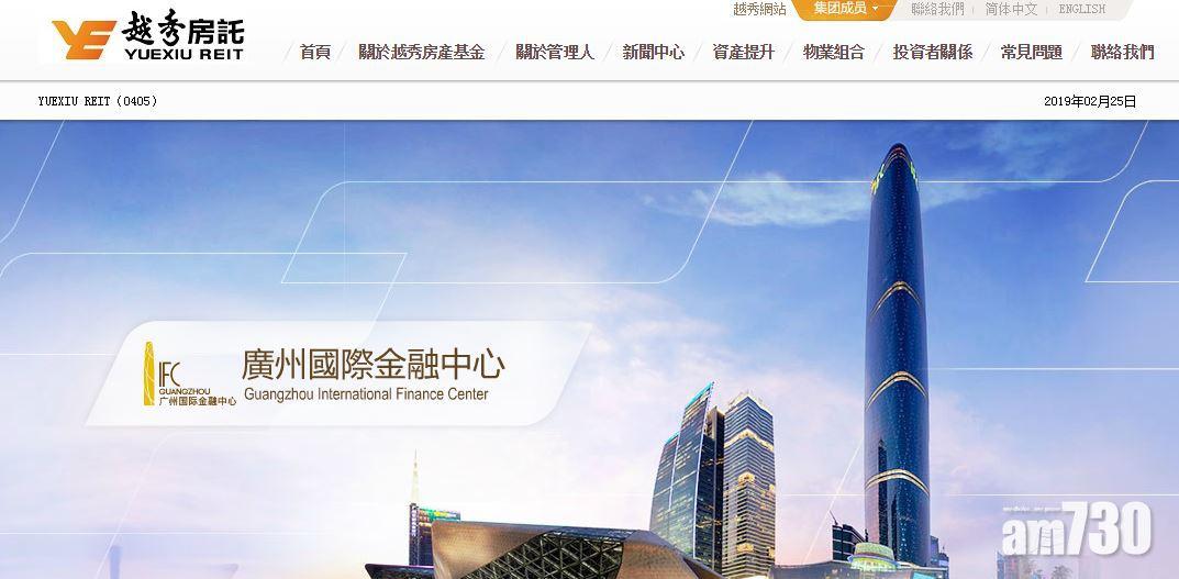 越秀房託可分派總額增2.8%