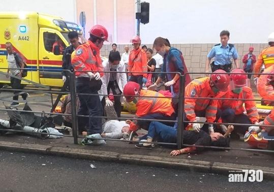 香港仔的士疑收制不及剷上安全島10人傷  其中1人昏迷