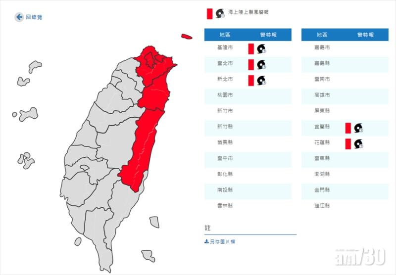 【遊台注意】超強颱風利奇馬逼近  台灣5市發陸上警戒