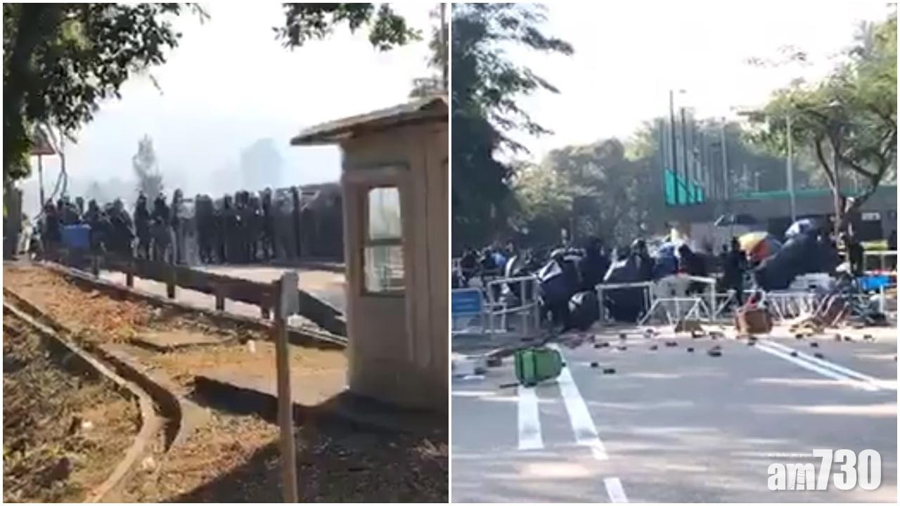 【大三罷】中大校園傳槍聲  警員與黑衣人對峙互罵