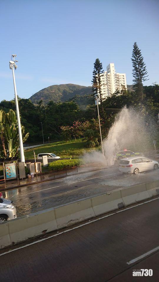 香港仔黃竹坑道爆水管　水柱噴3米高
