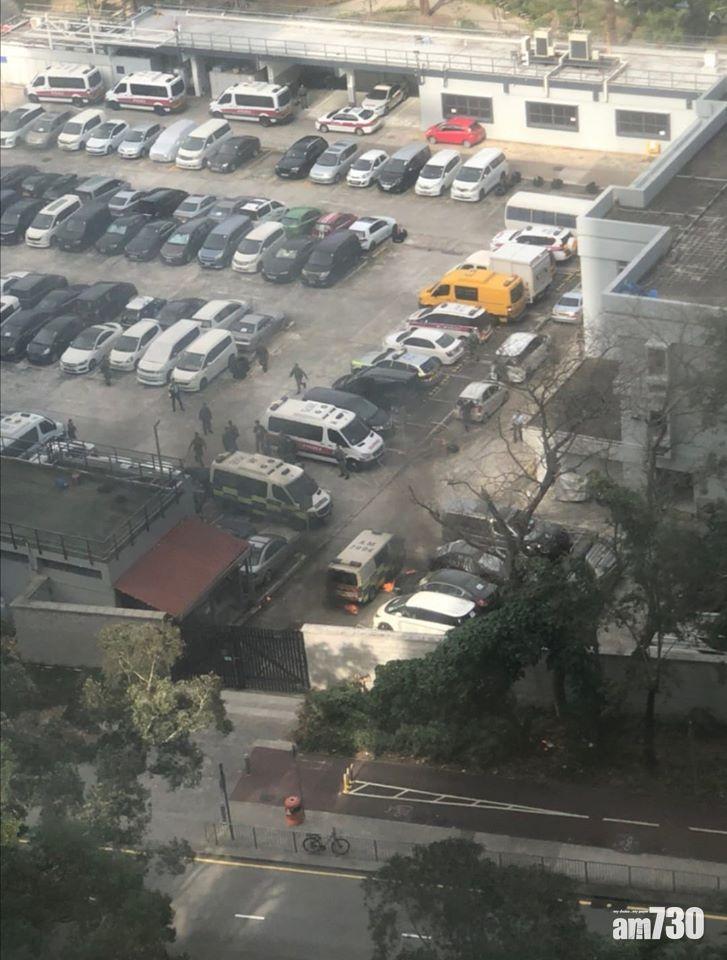 上水警署被擲汽油彈 一警車被燻黑