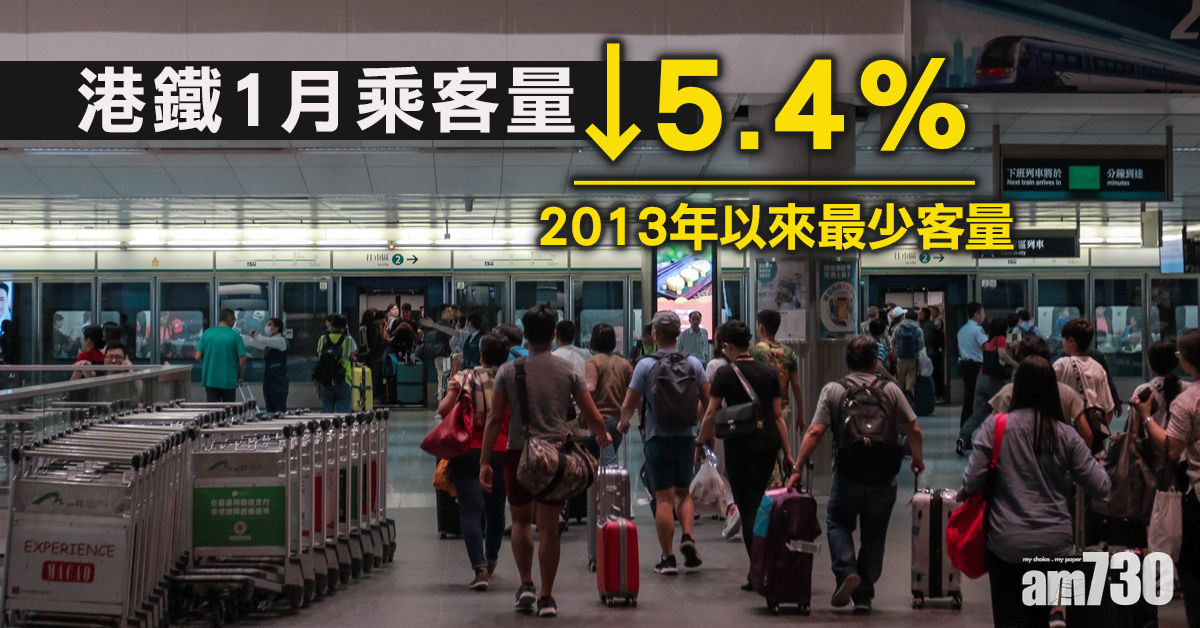 港鐵1月乘客量跌5.4%至1.17億人次　過境綫跌15.2%