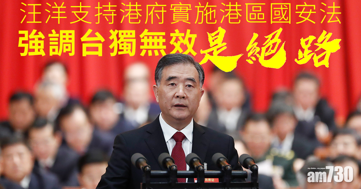 汪洋支持港府實施港區國安法　強調台獨「是絕路」