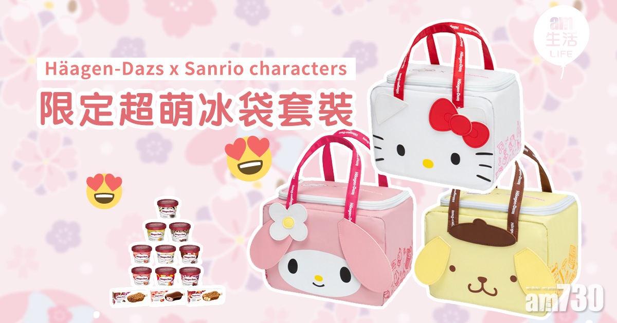 Häagen-Dazs限定Sanrio派對套裝　Kitty Melody布甸狗冰袋超可愛