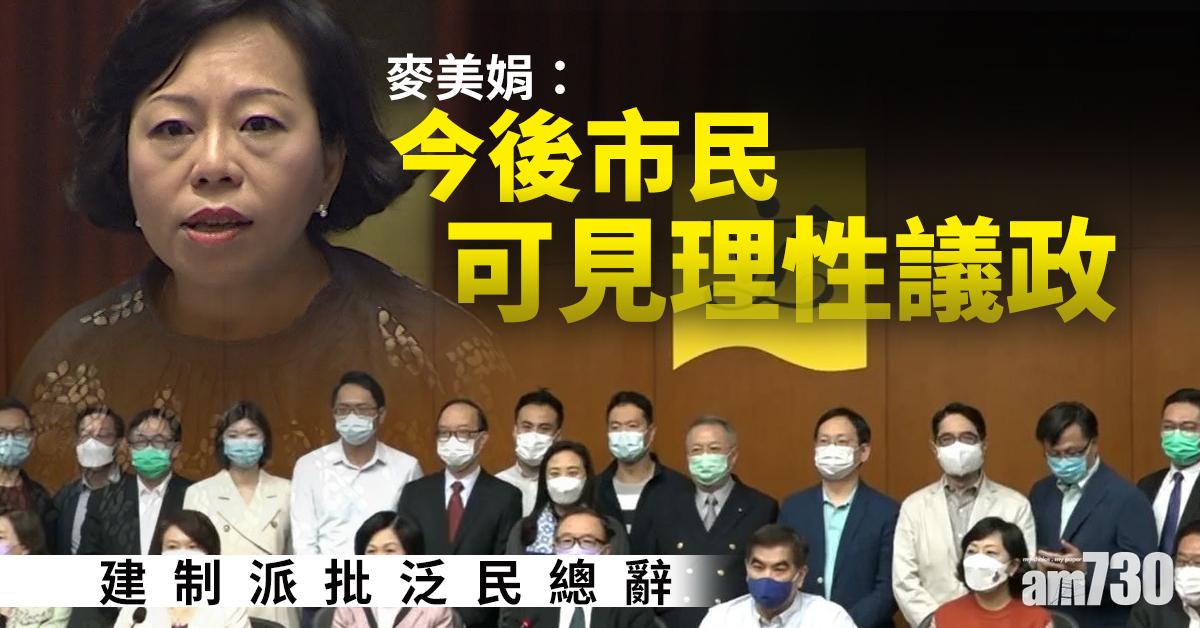 【DQ議員】建制派批泛民總辭   麥美娟：今後市民可見理性議政