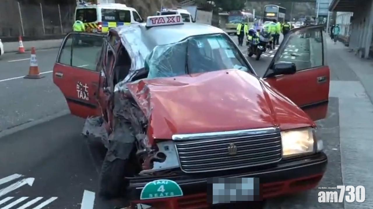 秀茂坪兩車相撞3人傷　的士司機一度被困