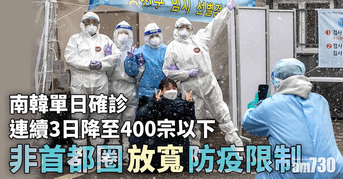 新冠肺炎｜南韓單日確診連續3日降至400宗以下 非首都圈放寬防疫限制